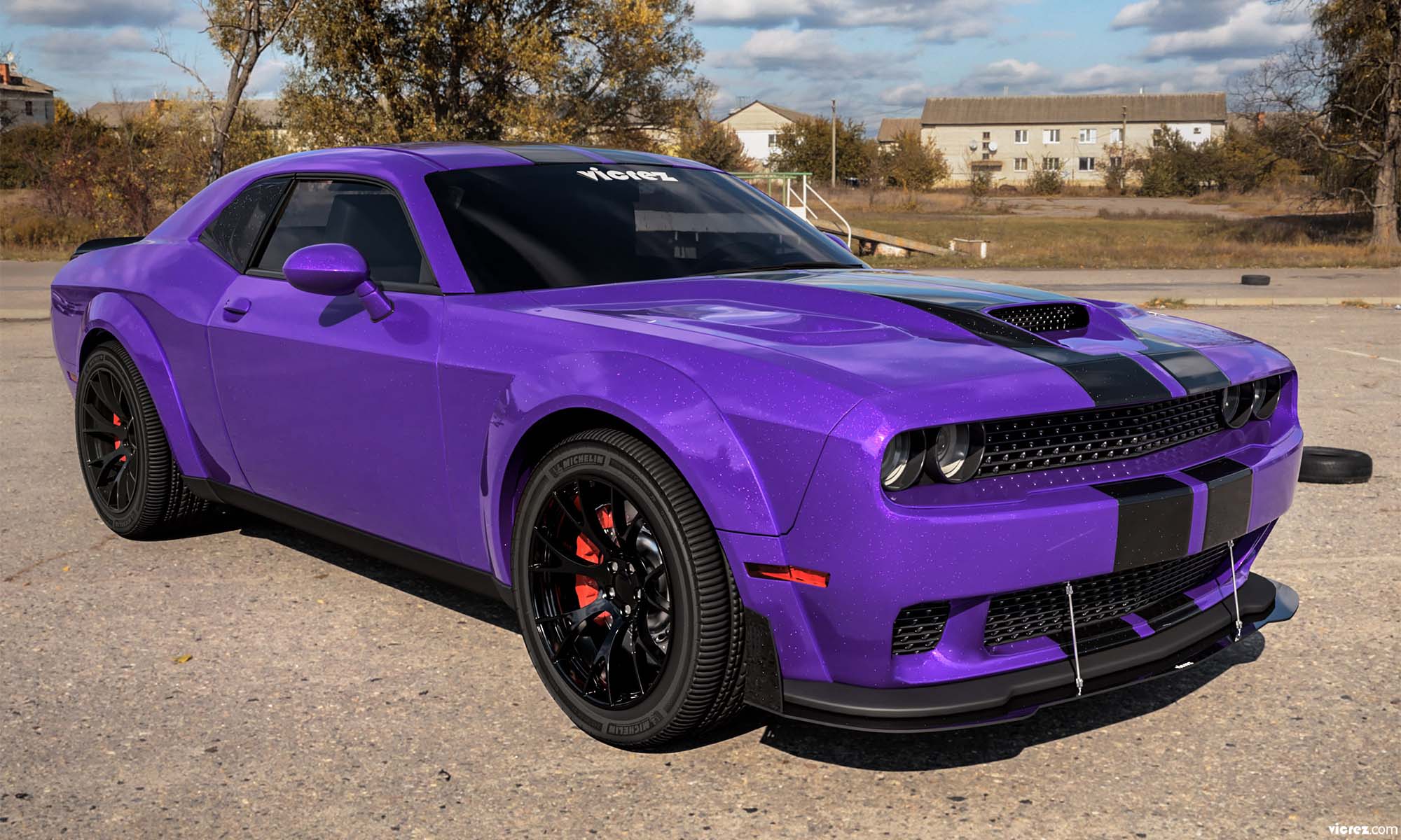 Vicrez Hood W/ Air Vent Scoop Hellcat Style vz102128 | Dodge