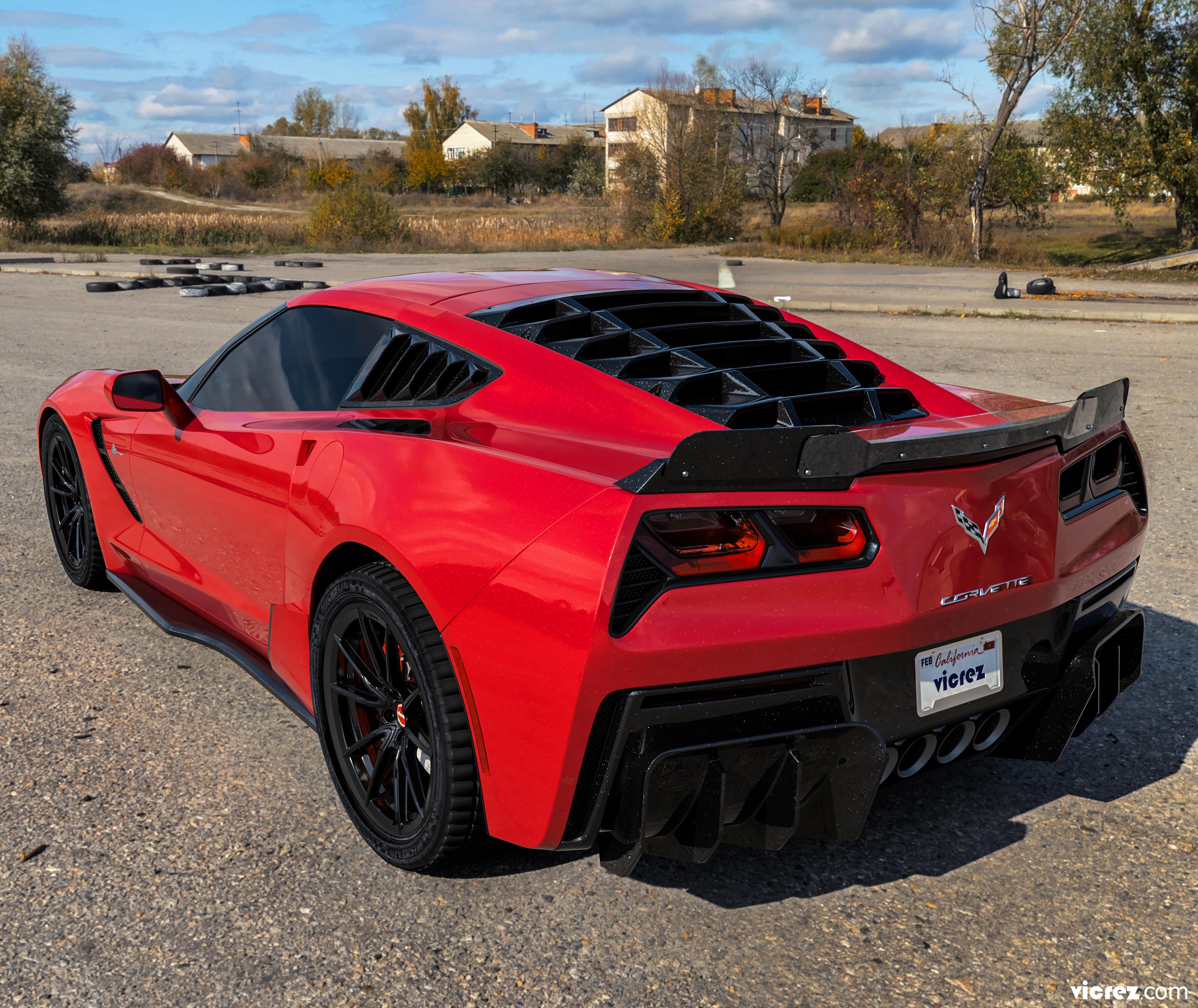 Vicrez LV Style Rear Window Louvers vz102121 Chevrolet Corvette C7 2014 2019