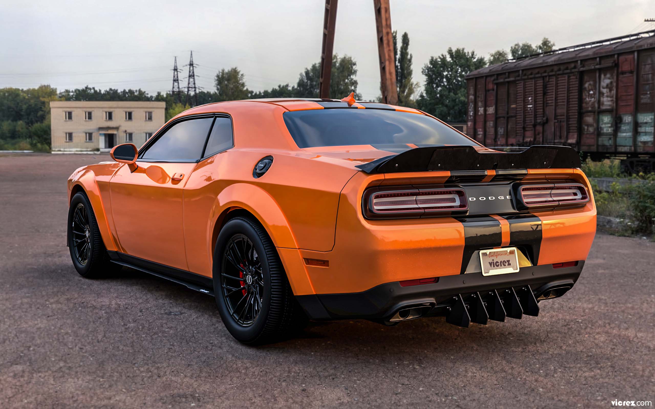 Vicrez Veneno Style Rear Diffuser Add-On vz101828 | Dodge Challenger ...