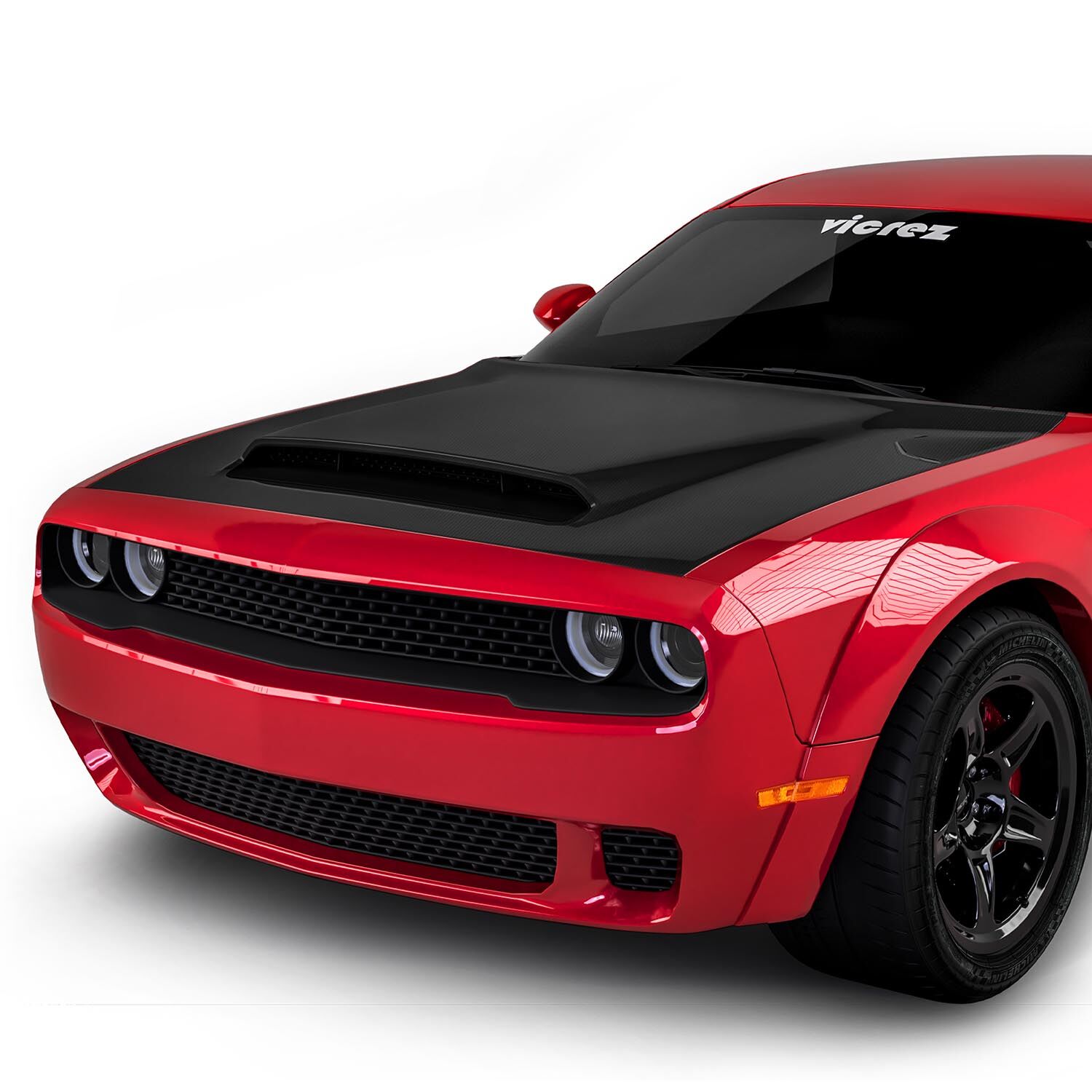 Vicrez vz102502 Carbon Fiber Demon Hood w/ Vent Scoop Dodge Challenger 2008-2021