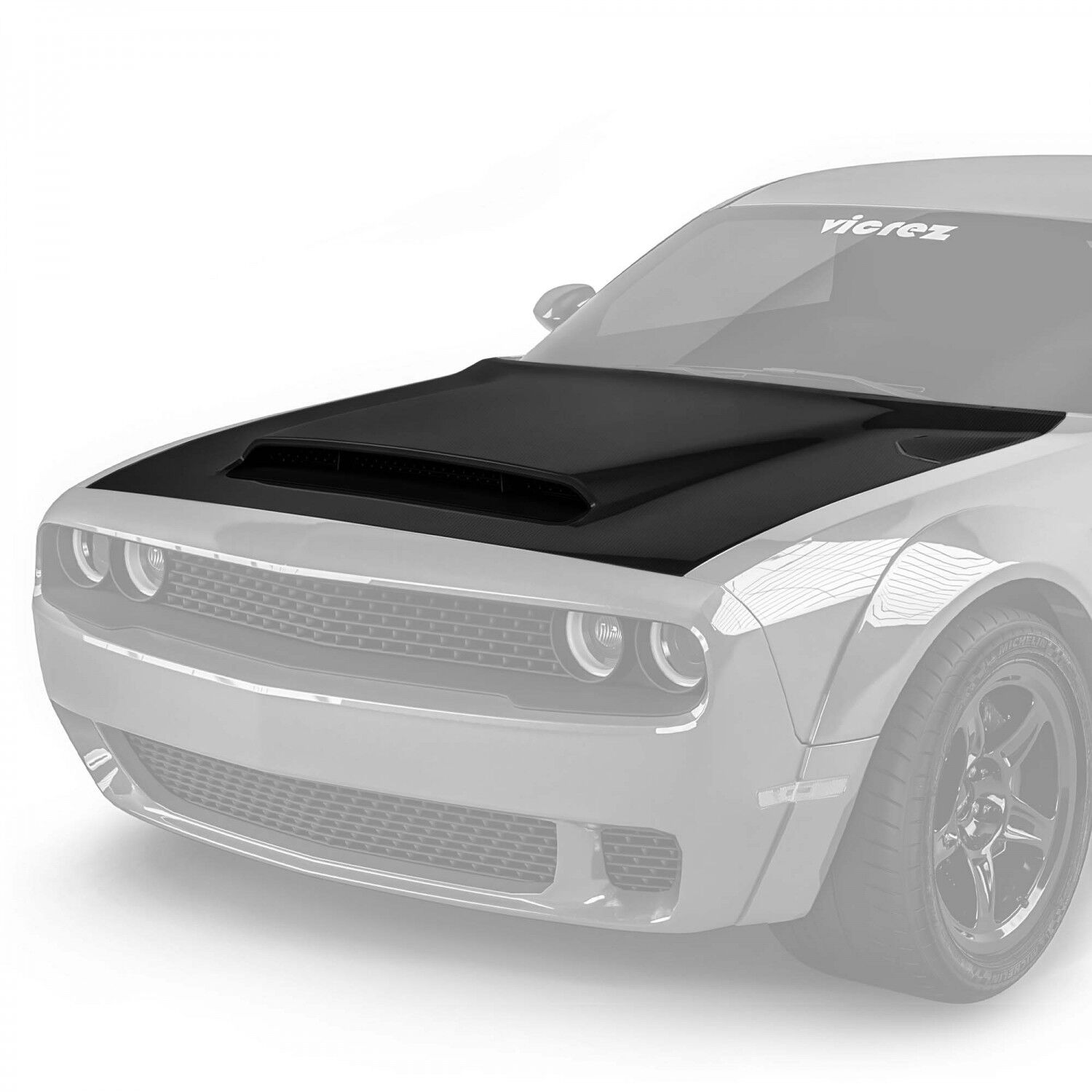Vicrez Honeycomb Carbon Fiber Demon Hood w/ Vent Scoop