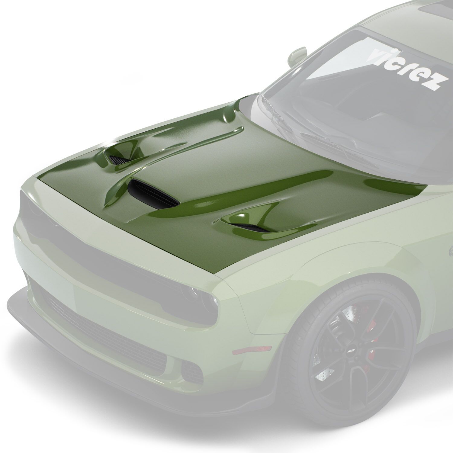 Vicrez Hood W/ Air Vent Scoop Hellcat Style vz102128 | Dodge Challenger  2008-2023