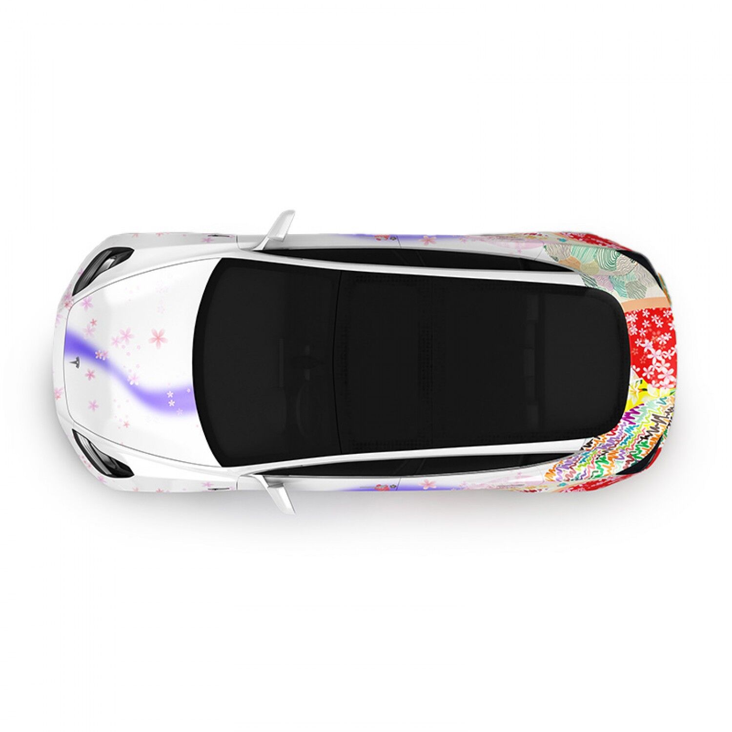 Vicrez Vinyl Car Wrap Film vzv10822 White To Rainbow Cherry