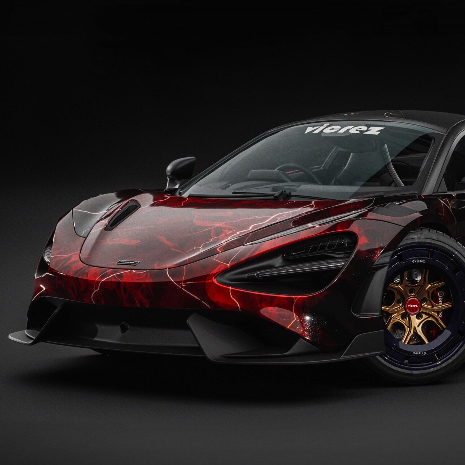 Vicrez Vinyl Car Wrap Film vzv10862 Red Lightning Fire Pattern