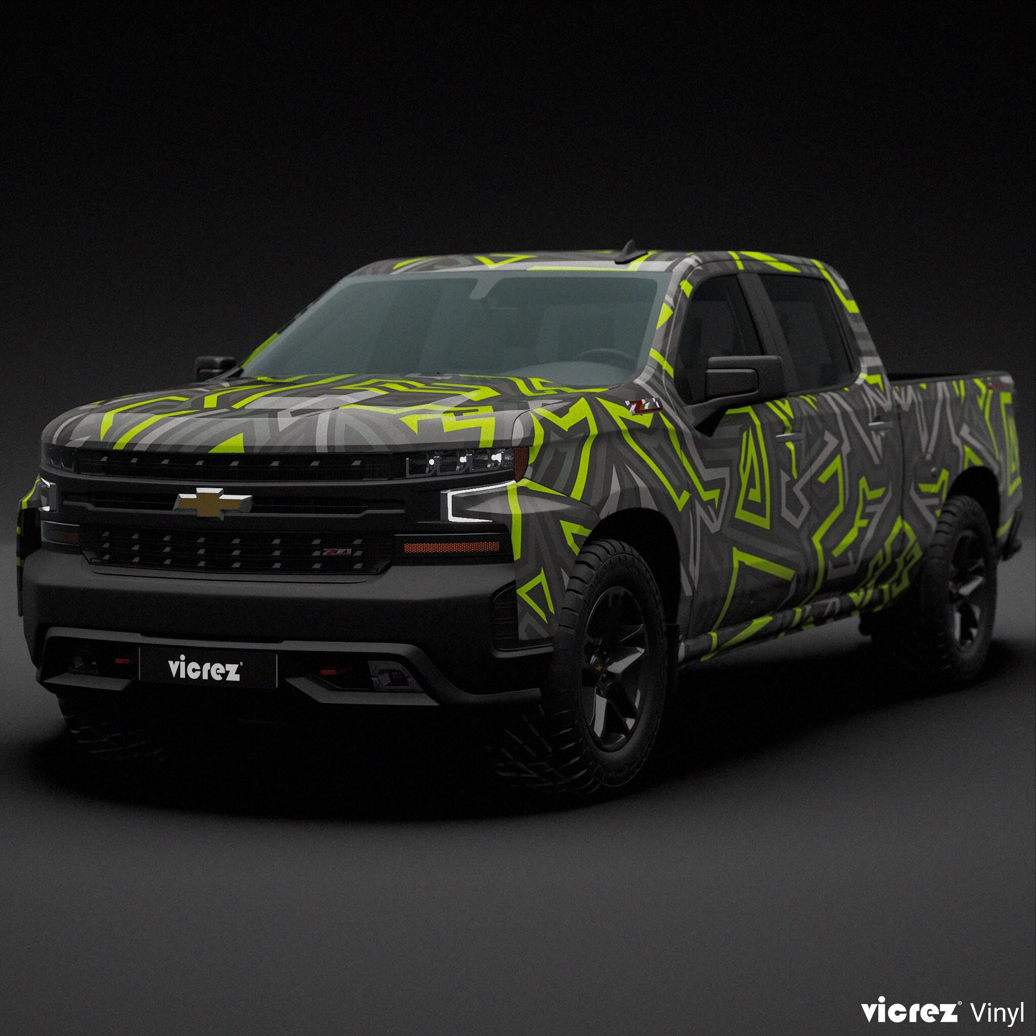 Vicrez Vinyl Car Wrap Film vzv10874 Green Neon Tribal Abstract